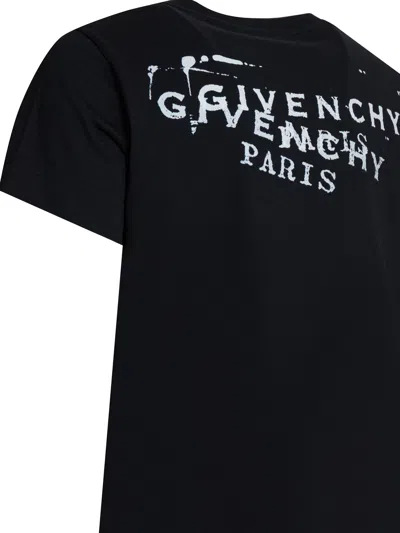 Givenchy Black Crew Neck T-shirt With Logo On Front And Back In Cotton Woman In Black