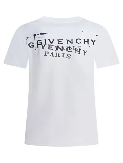 Givenchy White Crew Neck T-shirt With Logo On Front And Back In Cotton Woman In White