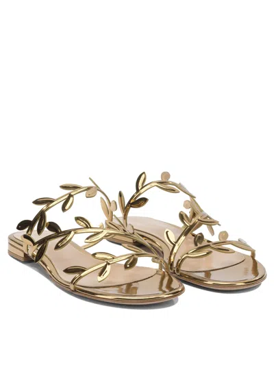 Gianvito Rossi Flavia Metallic Leather Slides In Gold