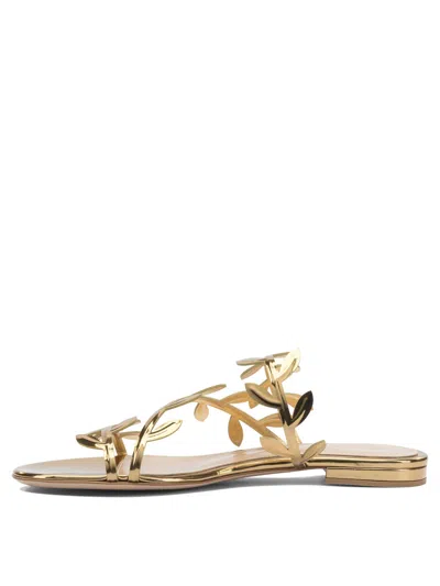 Gianvito Rossi Flavia Metallic Leather Slides In Gold