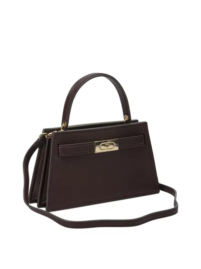 Tory Burch Mini Lee Radziwill Pebbled Leather Handbag In Brown