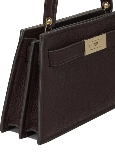 Tory Burch Mini Lee Radziwill Pebbled Leather Handbag In Brown