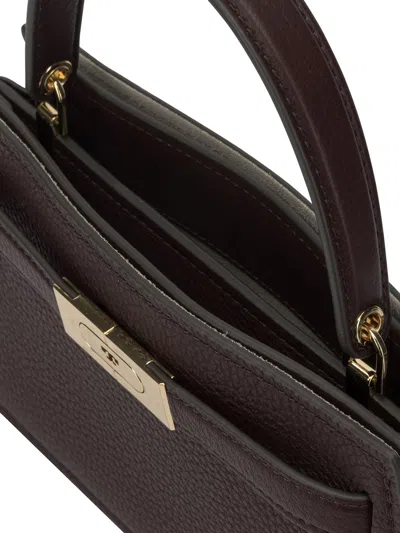 Tory Burch Mini Lee Radziwill Pebbled Leather Handbag In Brown