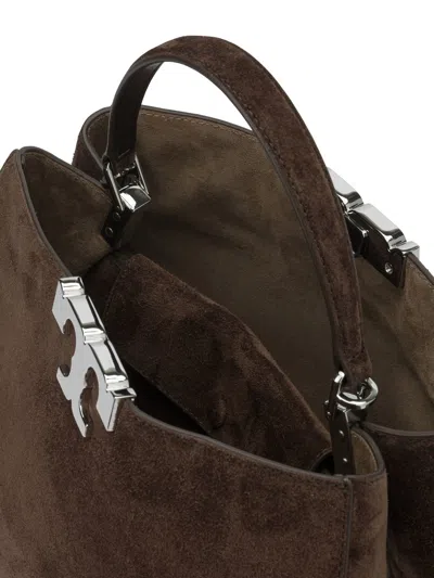 Tory Burch Brown Suede Handbag In Brown