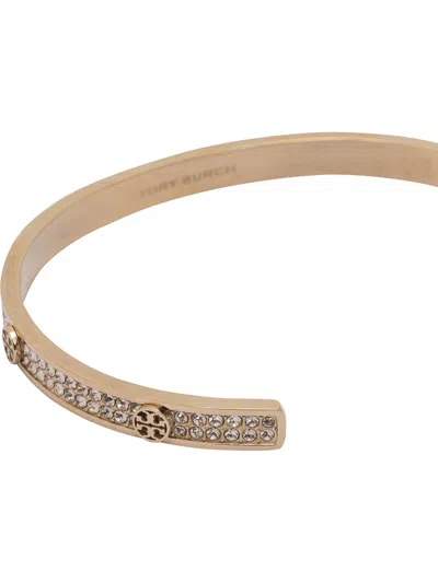 Tory Burch Icon Crystal Paved Cuff Bracelet In Gold