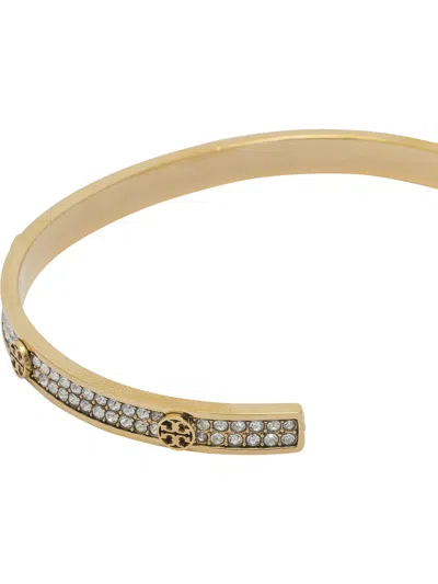 Tory Burch Icon Crystal Paved Cuff Bracelet In Gold