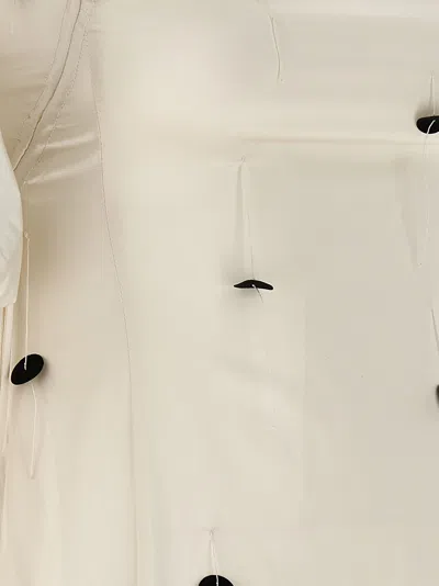 Jacquemus Beloved Off-shoulder Midi Dress With Button Embellishments In White