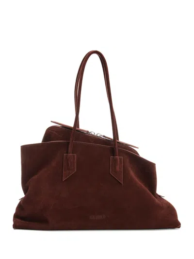 Attico La Passeggiata Brown Shoulder Bag With Two Top Handles In Leather Suede Woman