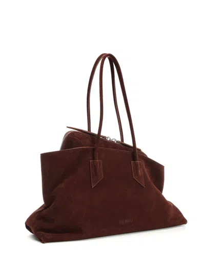 Attico La Passeggiata Brown Shoulder Bag With Two Top Handles In Leather Suede Woman
