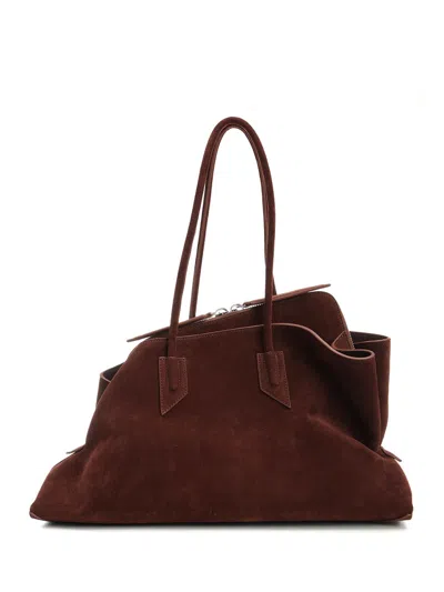 Attico La Passeggiata Brown Shoulder Bag With Two Top Handles In Leather Suede Woman