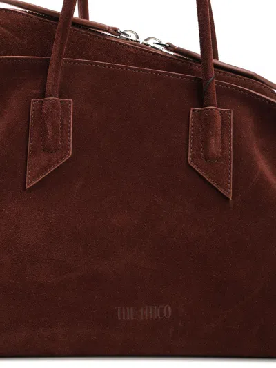 Attico La Passeggiata Brown Shoulder Bag With Two Top Handles In Leather Suede Woman