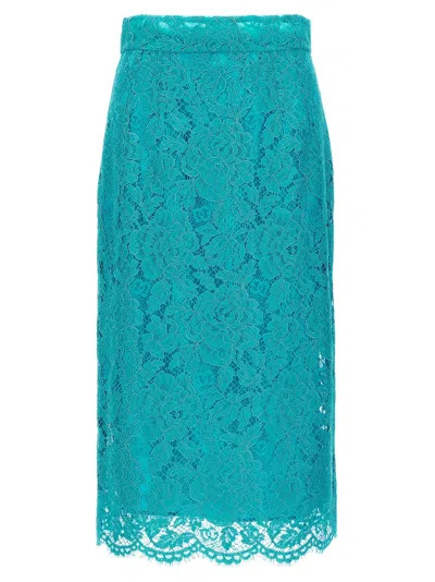Dolce & Gabbana Lace Skirt Skirts Light Blue In Multi