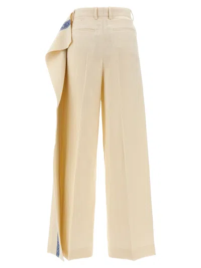 Jw Anderson Logo Band Panel Pants Beige In Neutral