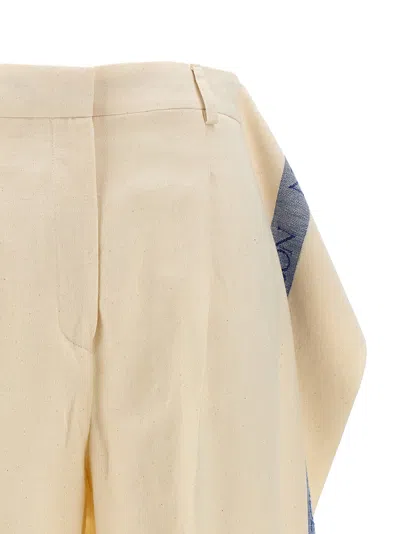 Jw Anderson Logo Band Panel Pants Beige In Neutral