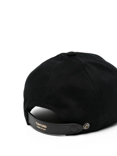 Tom Ford Logo Canvas Baseball Cap In Black