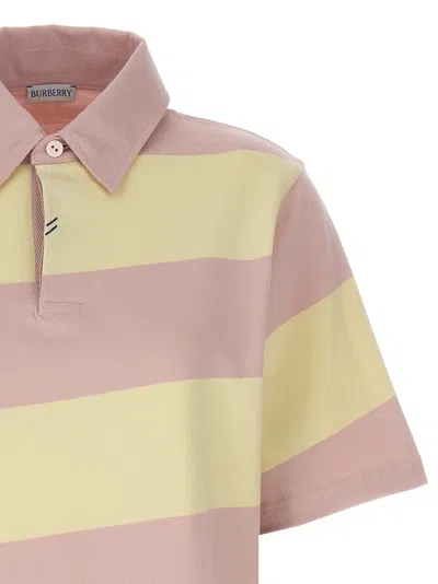 Burberry Embroidered Cotton Polo Shirt In Pink