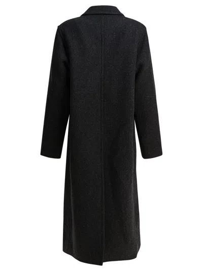 Auralee Long Wool Coat Jackets And Coats Grey In Black