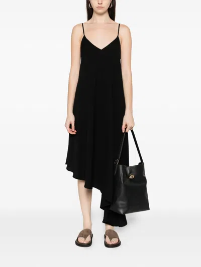 Herskind V-neck Asymmetric Midi Dress In Black