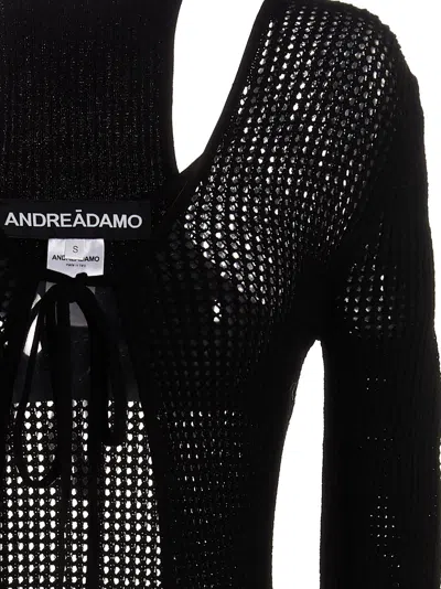 Andreädamo Openwork Long Cardigan Sweaters And Cardigans Black In Black