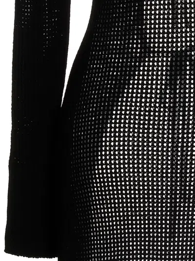 Andreädamo Openwork Long Cardigan Sweaters And Cardigans Black In Black