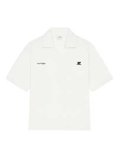 Courrèges Polo Shirt Sports Style Short Sleeves In White