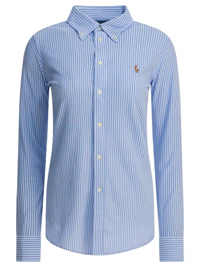 Polo Ralph Lauren Oxford Striped Long-sleeved Shirt In Blue