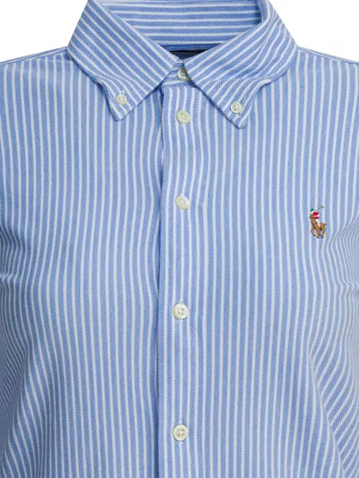 Polo Ralph Lauren Oxford Striped Long-sleeved Shirt In Blue