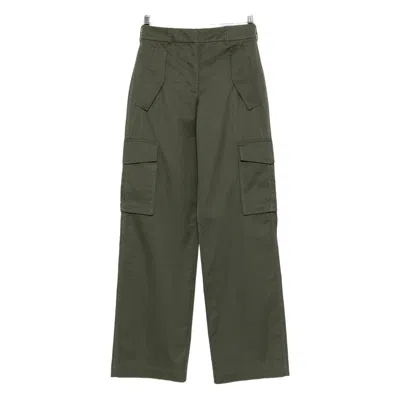 Burberry Khaki Check Trim Gabardine Cargo Pants In Green