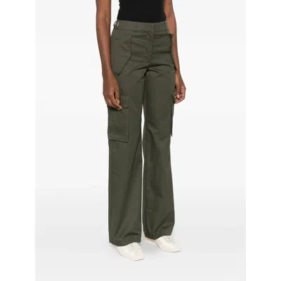 Burberry Khaki Check Trim Gabardine Cargo Pants In Green