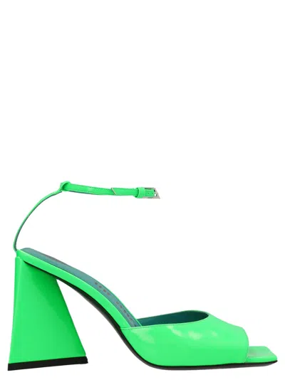 Attico Green Leather Piper Sandal In Green