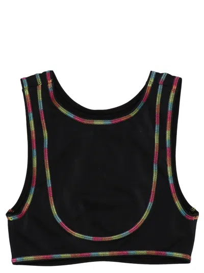 Palm Angels Black Rainbow Miami Sports Top In Black White