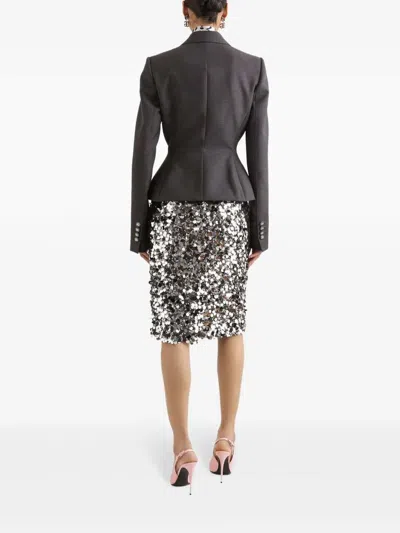 Dolce & Gabbana Sequin-embellished Midi Skirt In Silver