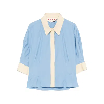 Marni Collared Panelled Top In Blue