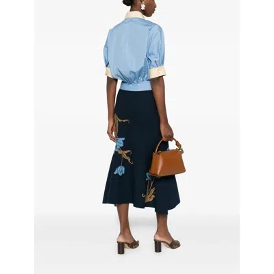 Marni Collared Panelled Top In Blue