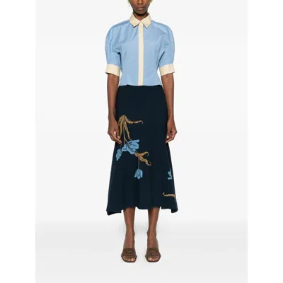 Marni Collared Panelled Top In Blue