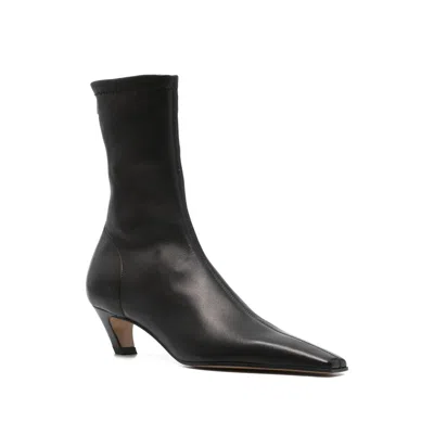 Khaite Arizona Leather Ankle Boots In Black
