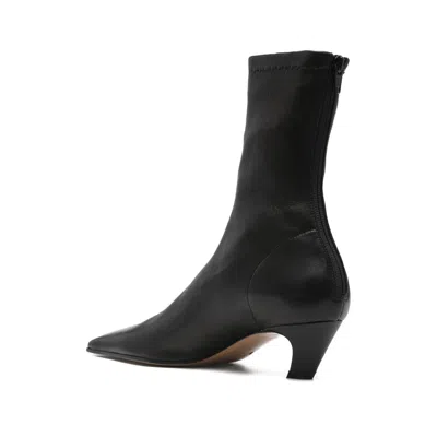 Khaite Arizona Leather Ankle Boots In Black