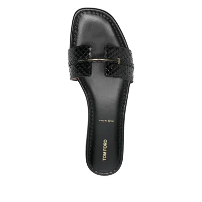 Tom Ford Semi Shiny Printed Python Julianne Slide In Black