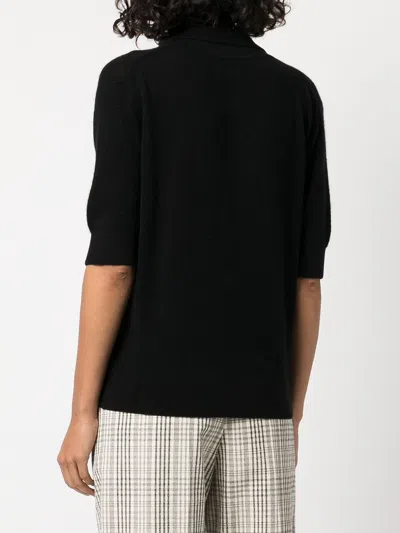 Khaite Shrunked Jo Cashmere-blend Polo Sweater In Black