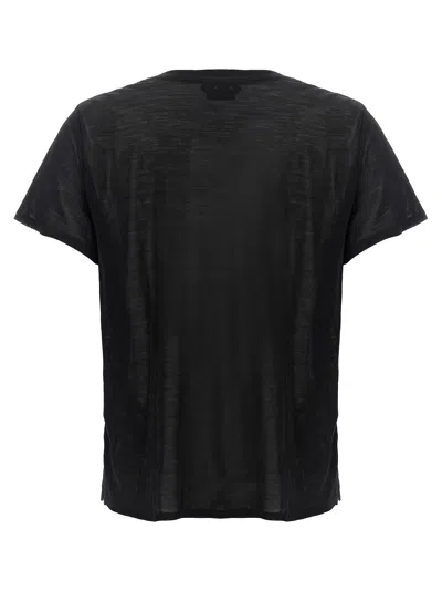 Tom Ford Sheer Silk T-shirt With Gold Logo Plaque In Black