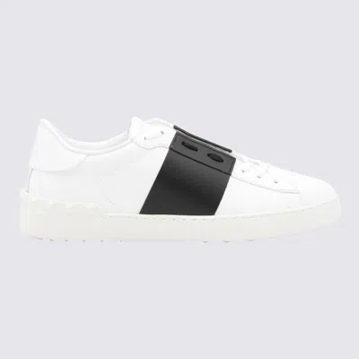 Valentino Garavani Open Leather Sneakers With Contrast Band And Stud Details Shoes In White