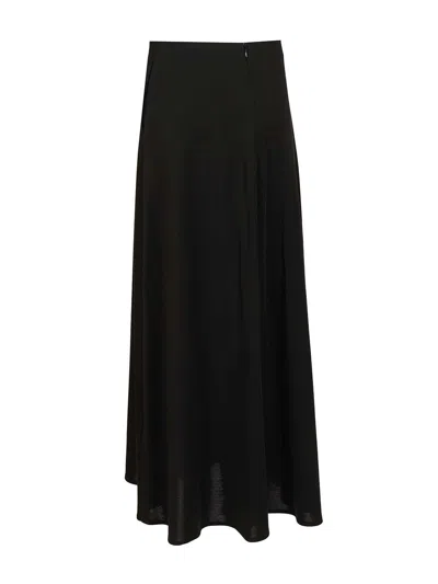 Max Mara Stilla Wool Interlock Long Skirt Skirts Black In Black