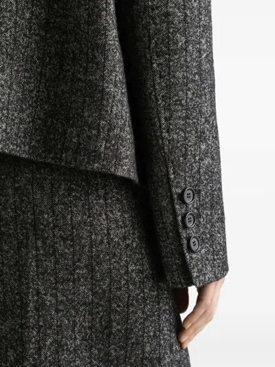 Dolce & Gabbana Striped Double-breasted Jacket In Gray