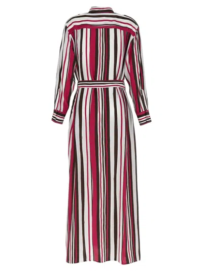 Kiton Striped Shirt Dress With Belted Waist In Red