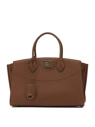 Ferragamo Studio Soft Handbags Brown In Brown
