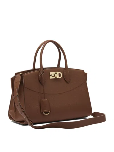 Ferragamo Studio Soft Handbags Brown In Brown