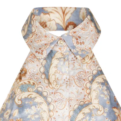 Zimmermann Daylight Belted Printed Linen Halterneck Playsuit In Multi