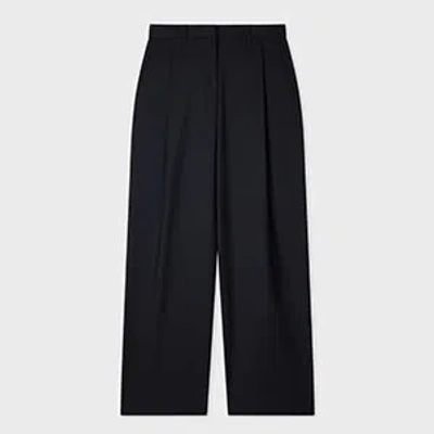 Paul Smith Women's A Suit To Travel In - Navy Pleated Wide Leg Trousers Blue In Black