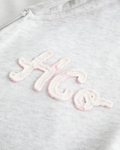 Hollister Waffle Lined Hood Zip-up Logo Graphic Hoodie In White