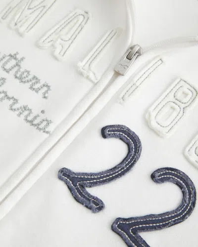 Hollister Waffle Lined Hood Zip-up Malibu Graphic Hoodie In White